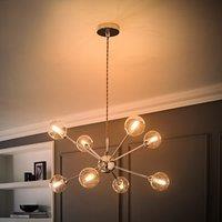 ValueLights Sputnik Adjustable Drop 8 Way Glass Ceiling Pendant Light with Bulbs in Silver