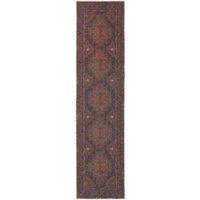 Kukoon Brugundy Brown Distressed Hallway Runner Rug Non Slip & Washable in Burgundy | Size: 60 cm x 240 cm