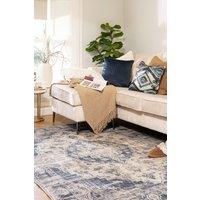 Kukoon Beige Blue Distressed Vintage Medallion Washable Living Room Area Rug | Size: 80 cm x 300 cm