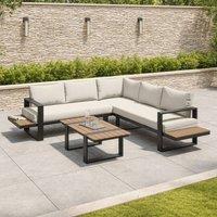 Modish Furnishing Miami Cream Aluminium 5 Seater Corner Sofa Garden Set