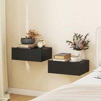HOMCOM Floating Bedside Table Set of 2, Wall-Mounted Nightstand, Black | Size: 40 cm x 30 cm