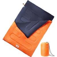 Berkfield Home Double Sleeping Bag with Pillows for Adults Camping 3-4 Seasons in Orange