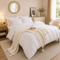 Grace Prewashed Microfibre Duvet Cover Set Soft Lightweight Zipper Closure in White | Size: Single