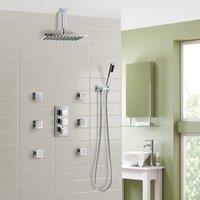 Nes Home Olive 3 Way Square Concealed Thermostatic Mixer Valve Hand Held Body Jet Shower in Silver