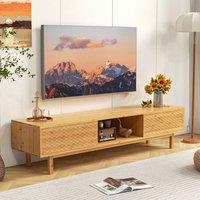 Costway Bamboo TV Stand for TVs up to 70 Home Mid Century Storage Cabinet in Natural