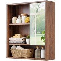Gymax Medicine Cabinet with Mirror Wall Mounted Organizer Bathroom Entryway in Brown
