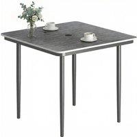 SPETLEK Dark Grey Outdoor Dining Table Garden Desk with Umbrella Hole | Size: 100 cm x 15 cm