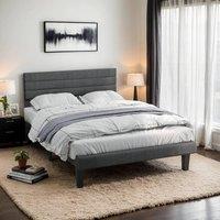 SPETLEK 3FT Linen Upholstered Single Bed in Grey | Size: Double