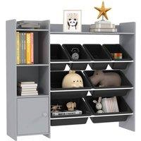 EONLION Toy Storage Unit with 8 Removable Bins in Grey | Size: 100 cm