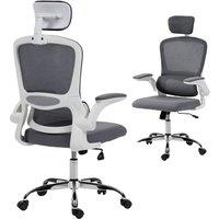 EONLION High Back Mesh Computer Desk Chair with Lumbar Support in Grey | Size: 100 cm