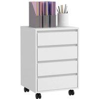 EONLION Mobile Vertical Filing Cabinet with 4 Drawers in White | Size: 100 cm