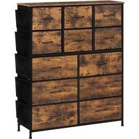 EONLION Chest Of Drawers Retro 12 Drawers Metal Frame in Brown | Size: 100 cm