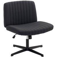 EONLION Black-Office Desk Chair No Wheels with Wide Seat in Black | Size: 100 cm
