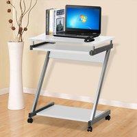 EONLION White-Small Computer Desk on Wheel PC Table in White | Size: 100 cm