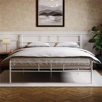EONLION King-White Metal Bed Frame in White | Size: King