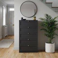 EONLION Black-5 Drawers Chest Storage Unit Bedroom Organisation in Black | Size: 100 cm