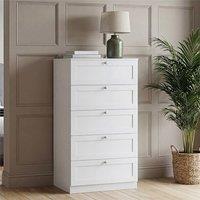 EONLION White-5 Drawers Chest Storage Unit Bedroom Organisation in White | Size: 100 cm