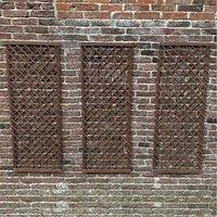Nordara Willow Garden Trellis Panels with Square Top Plant Support Set of 3 in Brown