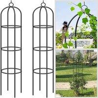 Nordara Outdoor Garden Metal Obelisk Climbing Plant Support Frame Trellis Set in Black