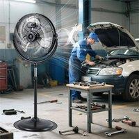 Nordara 20 High Velocity Pedestal Fan Industrial Standing Fan-Black in Black