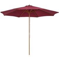 Nordara Wooden Garden Parasol Sun Shade Outdoor Umbrella Canopy in Red