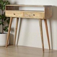 STILVORA Console Table with 2 Drawers & Open Shelf in Light Brown