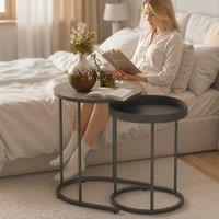 STILVORA Nesting Side Tables Set of 2 with Metal Frame Grey