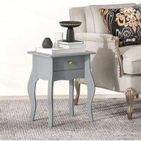 STILVORA Side Table with Drawer & Curved Legs Grey