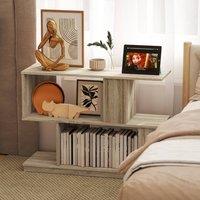 STILVORA Side Table 90 x 30cm with 4 Compartments Natural Wood | Size: 90 x 30 cm