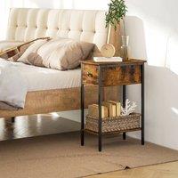 STILVORA Slim Side Table with Drawer & Shelf Rustic Brown