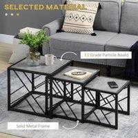 STILVORA Set of 3 Nesting Tables with Metal Frame Grey