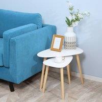 STILVORA Set of 2 Nesting Side Tables with Wooden Legs White