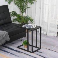 STILVORA C-Shaped Side Table with Metal Frame Black