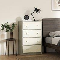 STILVORA Chest of Drawers 4 Drawer with fabric drawers in White