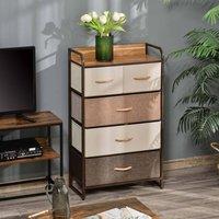 STILVORA Chest of Drawers 5-Drawer with steel frame & MDF top in Brown
