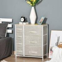 STILVORA Chest of Drawers 7 Drawer with metal frame light grey