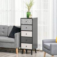 STILVORA Chest of Drawers 5 Drawer with geometric design in Black
