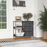 STILVORA Chest of Drawers with 3 Drawers & Shelves Black