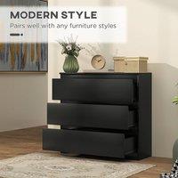STILVORA Chest of 3 Drawers with wooden structure in Black