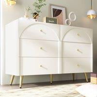STILVORA Chest of Drawers 6-Drawer with wooden structure Cream White