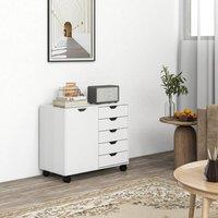 STILVORA Storage Cabinet 5-Drawer with Cupboard White