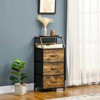 STILVORA Storage Cabinet 3 Drawer with steel frame Rustic Brown
