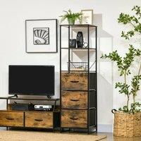 STILVORA Storage Cabinet with Drawers & Shelves Rustic Brown
