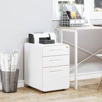 STILVORA File Cabinet 3 Drawer with lockable steel body in White