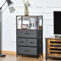 STILVORA Storage Chest 4 Drawer with Top Shelves Black