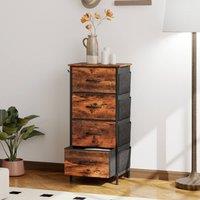 STILVORA Chest of 4 Fabric Drawers with Pockets Rustic Brown