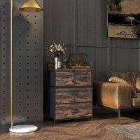 STILVORA Chest of Drawers with fabric drawers Rustic Brown