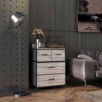 STILVORA Chest of 4 Drawers with steel frame grey wood effect
