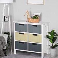 STILVORA 6 Drawer Chest with wooden structure Multicolour in White