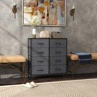 STILVORA Chest of Drawers with 8 Drawers & wooden top in Grey